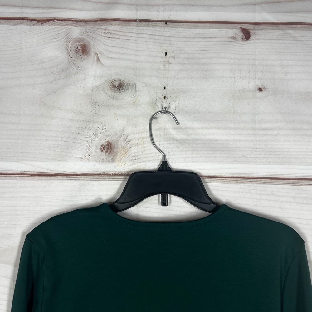 L.L.Bean Supima Cotton T-Shirt Womens XL Green Solid Long Sleeve Crewneck Top - Picture 7 of 7